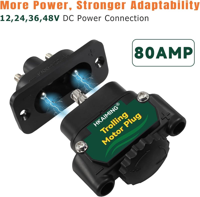 HKAIMING Trolling Motor Plug, 027-0004-Kit Onboard Marine 12V to 48V Quick Power Connector, Weather Resistant with 80 AMP Capacity Green - Image 4
